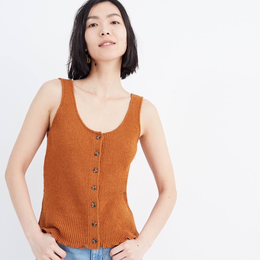 Madewell Women’s Small Rust Orange Button-Up Knit Tank Top